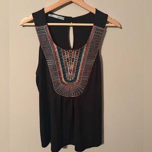 Maurices embroidered tank top with bohemian design